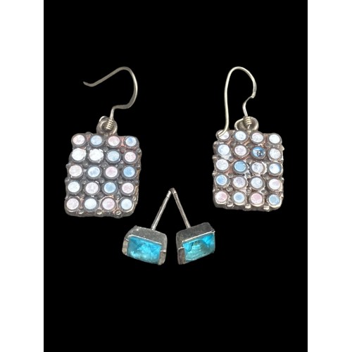 182 - 2 PAIR OF SILVER EARRINGS- TOPAZ & 1 OTHER