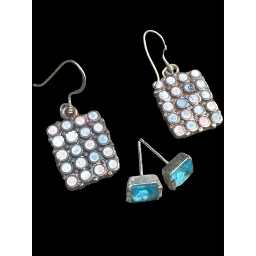 182 - 2 PAIR OF SILVER EARRINGS- TOPAZ & 1 OTHER