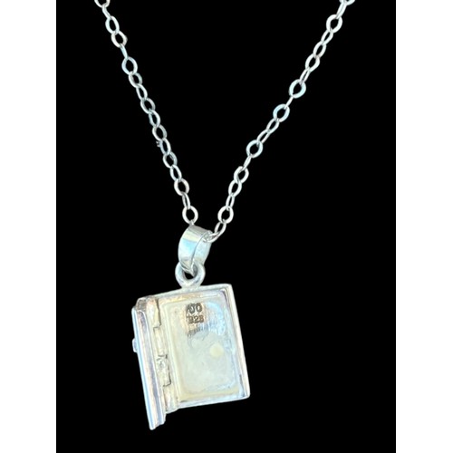 205 - A SILVER LOCKET IN THE FORM OF A DAIRY ON A SILVER CHAIN BY JO FOR GIRLS DESIGNER SILVER JEWELLERY