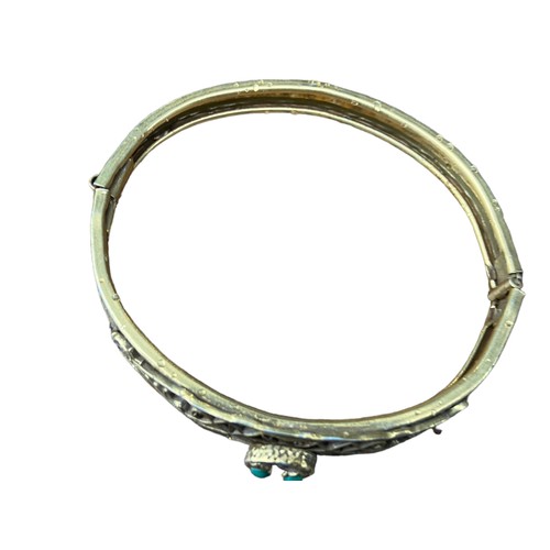 263 - A VICTORIAN GOLD PLATED BANGLE SET WITH 2 TURQUOISE