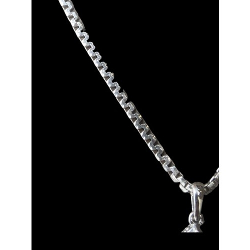 267 - A GEM SET SAWROVSKI CRYSTAL PENDANT ON A FANCY LINK SILVER CHAIN