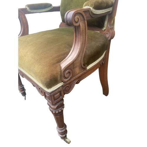 293 - A BEAUTIFUL ANTIQUE CARVED LIBARY ARMCHAIR