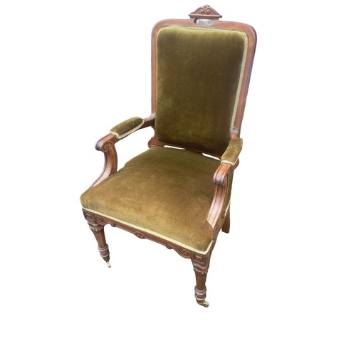 293 - A BEAUTIFUL ANTIQUE CARVED LIBARY ARMCHAIR