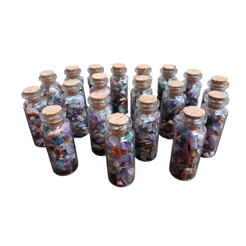 88 - A LOT OF MINIATURE BOTTLES OF NATURAL STONES