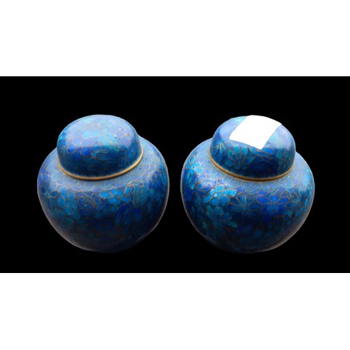 160 - A PAIR OF CLOISOONE URNS WITH LIDS 4