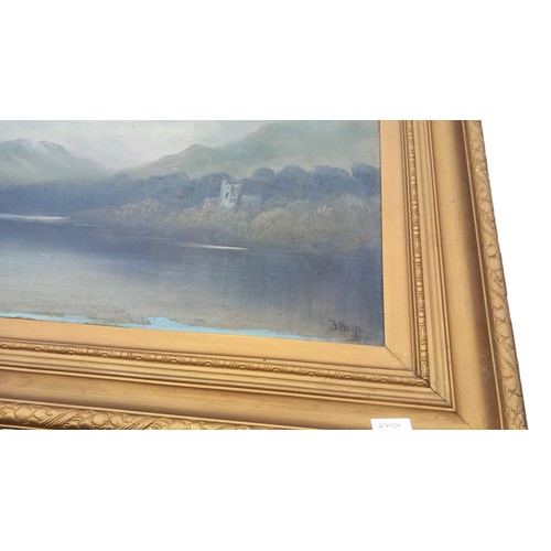 90 - A LARGE ANTIQUE OIL ON BOARD IN A QUALITY ANTIQUE GILT FRAME SIGN J. HAYES MEASURES 27 x 52