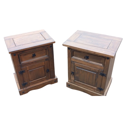 343 - A PAIR OF STAINED PINE BEDSIDES