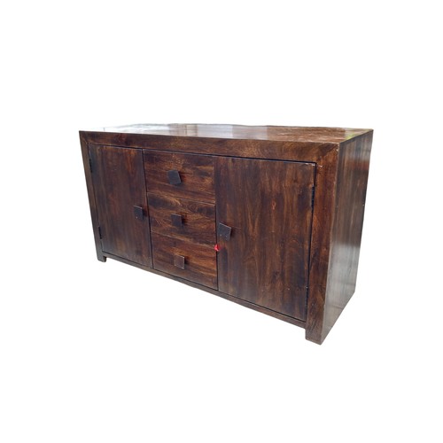 351 - A WALNUT STYLE SOLID SIDEBOARD