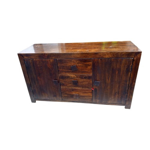 351 - A WALNUT STYLE SOLID SIDEBOARD