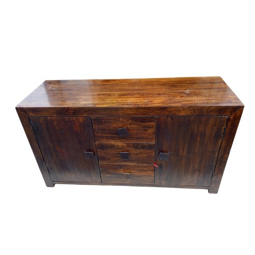 351 - A WALNUT STYLE SOLID SIDEBOARD