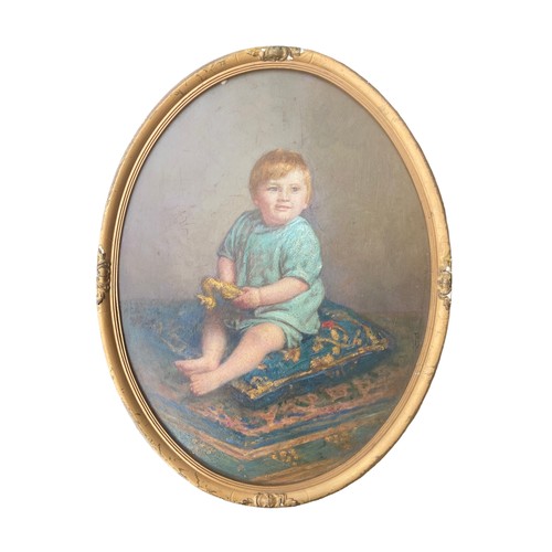 353 - AN ANTIQUE OVAL OIL PAINTING IN ANTIQUE GILT FRAME BY TOM WALKER 17x13