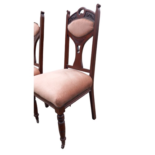 365 - PAIR OF VICTORIAN CHAIRS ON CASTORS