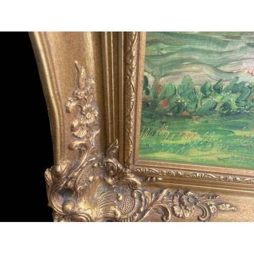 387 - OIL ON BOARD IN ORNATE GILT FRAME SIGNED WH.BURNS 29x24