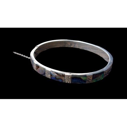 451 - SILVER AND MOTHER OF PEARL BANGLE