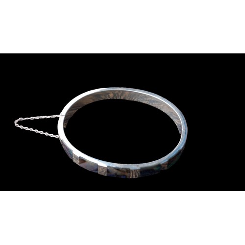 451 - SILVER AND MOTHER OF PEARL BANGLE