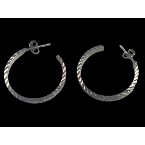 452 - A LARGE PAIR OF BRIGHT CUT SILVER EARRINGS