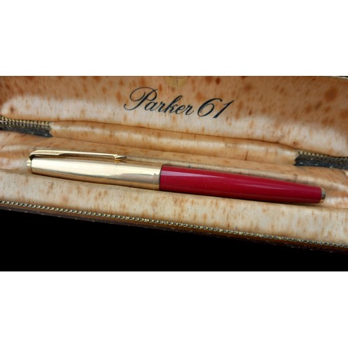 468 - PARKER 61 FOUNTAIN PEN WITH 1/10 12ct ROLLED GOLD CAP IN ORIGINAL BOX