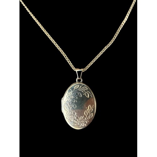 502 - A 9ct FULLY HALLMARKED FLORAL DESIGN LOCKET ON 9ct  GOLD CHAIN 5.26grm