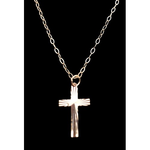 510 - 9ct GOLD CROSS ON 9ct GOLD CHAIN