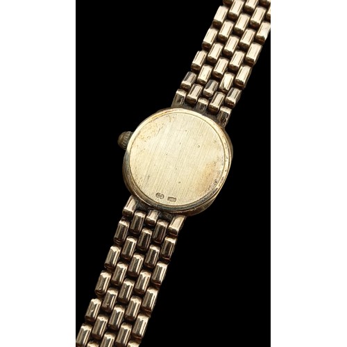 588 - A 9ct GOLD RECORD DE LUXE VINTAGE WATCH WITH 9ct BRICK LINK STRAP 26.93gms