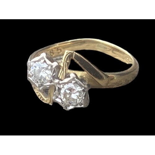 597 - AN ORNATE DESIGNER RING WITH 2 DIAMONDS