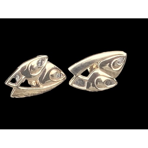 558 - A PAIR OF 9ct GOLD  EARRINGS IN RENNEE MACKINTOSH DESIGN