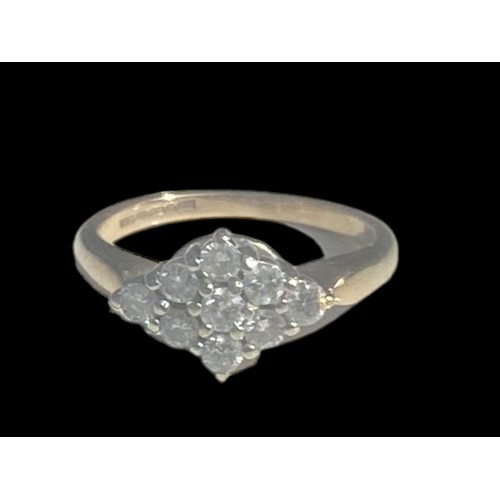 603 - 9ct GOLD 9 STONE DIAMOND RING