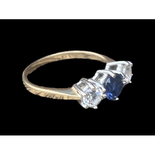 568 - 14ct GOLD WHITE AND BLUE SAPPHIRE STYLE RING