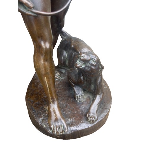 426 - 19ct SIGNED BRONZE L.BUREAU TIGER TAMER 14.5