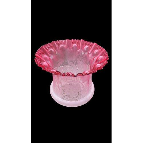 607 - A RUBY OIL LAMP SHADE