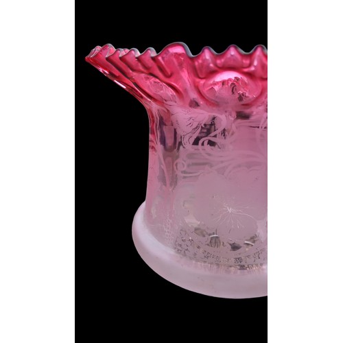 607 - A RUBY OIL LAMP SHADE