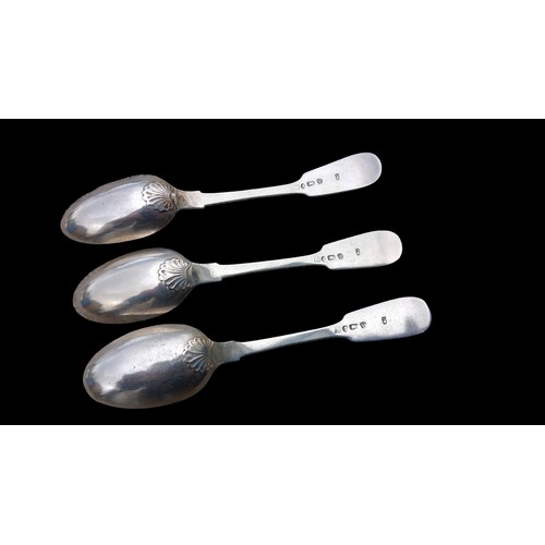 622 - A SET OF 3 NEWCASTLE SILVER SPOONS ENGLISH PROVINCIAL 1832 BY STEVEN WALTON 63 GRAMS