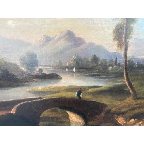 623 - WILLIAM HAVELL R.A 1769-1857 AN OIL ON CANVAS RURAL LANDSCAPE IN A CARVED WOOD & GESSO FRAME SIGNED ... 