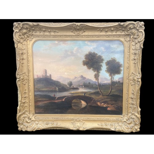 623 - WILLIAM HAVELL R.A 1769-1857 AN OIL ON CANVAS RURAL LANDSCAPE IN A CARVED WOOD & GESSO FRAME SIGNED ... 