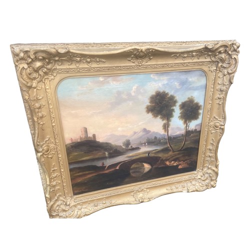 623 - WILLIAM HAVELL R.A 1769-1857 AN OIL ON CANVAS RURAL LANDSCAPE IN A CARVED WOOD & GESSO FRAME SIGNED ... 