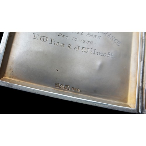 628 - A SILVER CIGARETTE CASE CHESTER 1928 WEIGHS 111 GRAMS BY E.J TREVETT & SONS