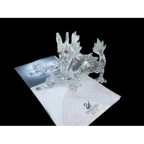 630 - SWAROVSKI CRYSTAL DRAGON IN ORIGINAL BOX WITH CERTIFICATE ltd edition with collectors club