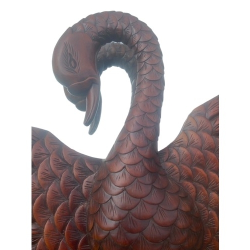 638 - A STUNNING CARVED 3D SWAN MIRROR 40X32