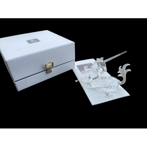 639 - SWAROVSKI CRYSTAL UNICORN IN ORIGINAL BOX WITH CERTIFICATE ltd edition with collectors club