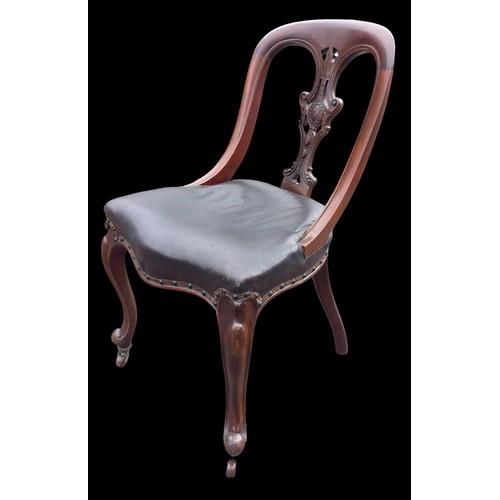 640 - SET OF 4 QUALITY CARVED BACK CHAIRS FINISHED IN ANTIQUE LEATHER