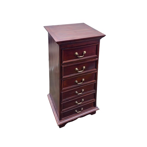 651 - A SOLID MODERN MAHOGANY 6 DRAWER MID CHEST 16X15X46.5