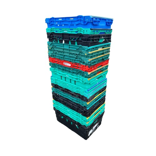 663 - A QTY OF STACKING CRATES