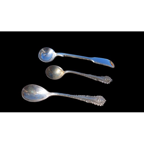 672 - 3 SILVER SALT SPOONS VARIOUS DATES