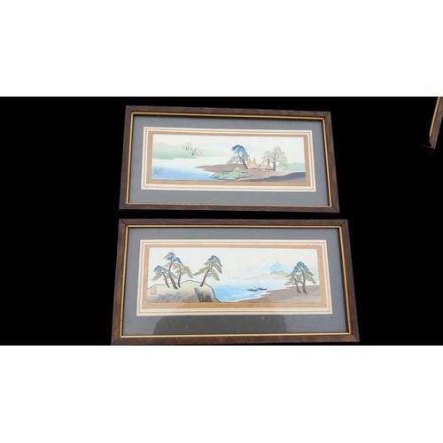 644 - 3 PAIR OF ORIENTAL WATER COLOURS ALL SIGNED