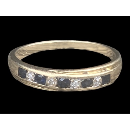 577C - 9ct GOLD 5 SAPPHIRE AND 4 DIAMOND ETERNITY RING SIZE O