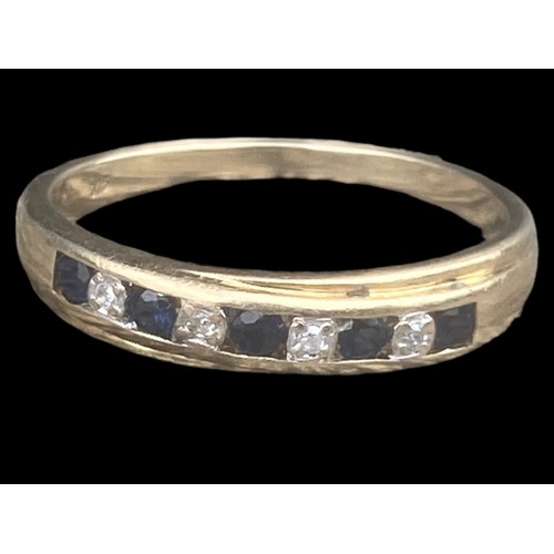 577C - 9ct GOLD 5 SAPPHIRE AND 4 DIAMOND ETERNITY RING SIZE O