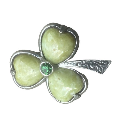 268B - SILVER CONNEMARA SHAMROCK BROOCH,SCOTTISH GEM SET BROOCH AND 1 OTHER