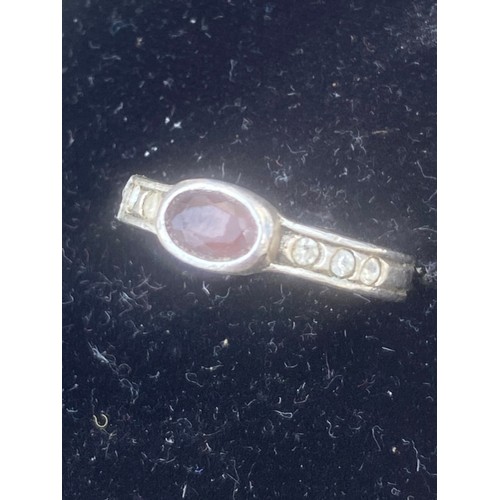 166 - SILVER AMETHYST GEM SET RING