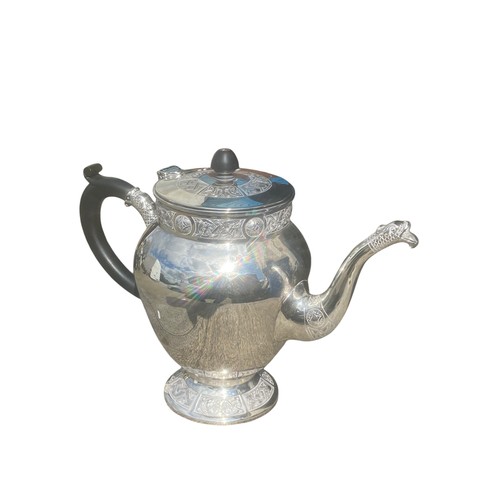 567 - CELTIC DESIGN BIRMINGHAM SILVER TEAPOT COMMISSIONED BY J H LUNN OF BELFAST 795gms