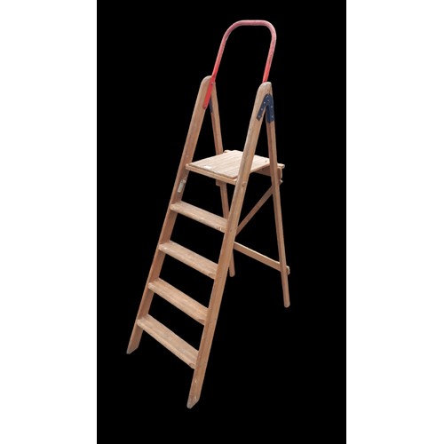 6 - A PAIR OF WOODEN STEP LADDERS